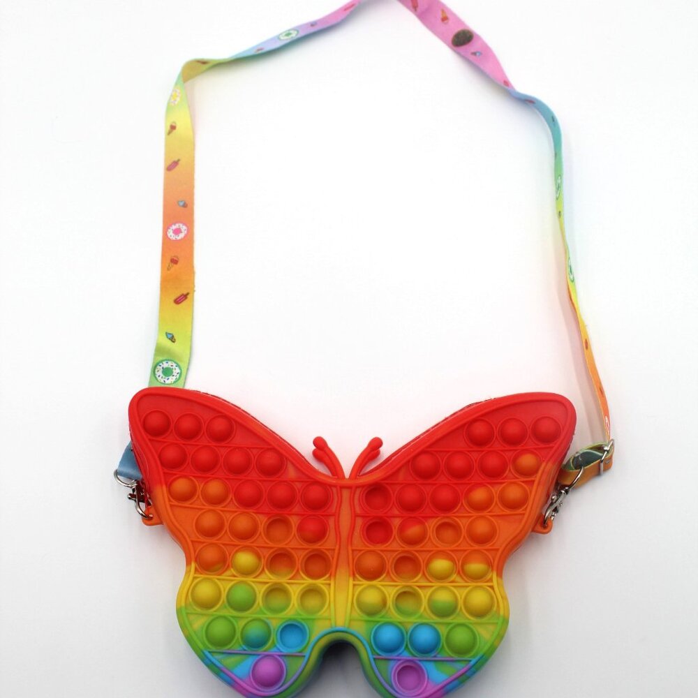 Girls Rainbow Butterfly Pop It Butterfly Fidget Purse Sensory Toy Stress Relief